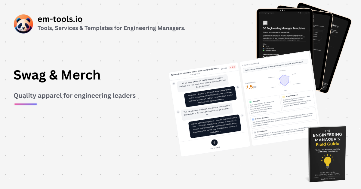 Engineering Leadership Swag & Merch | Engineering Manager Tools
