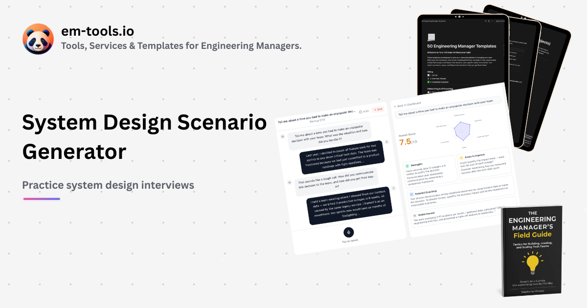 Free System Design Scenario Generator | Engineering Manager Tools